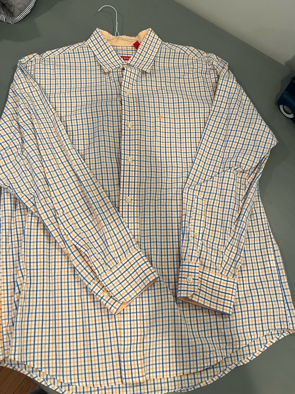 Izod Orange and Blue Plaid Button-Up Shirt